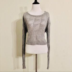 🧨 4/$25 Grey High-low Crop Geometric Knit Sweater
